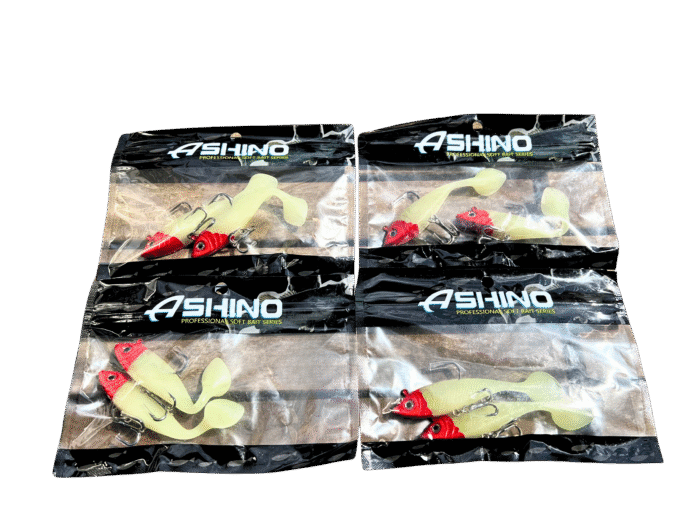 69756f27-c2fc-4bc1-9565-42e95da2d62f Mồi Mềm Ashino Cá Đầu Đỏ Phát Sáng có kèm lưỡi 3 tiêu, 1 vỉ 2 con. - Ảnh 1