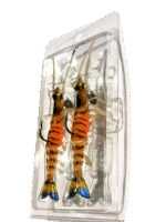 Mồi tôm mềm có kèm lưỡi câu - 1 vỉ gồm 2 con tôm.