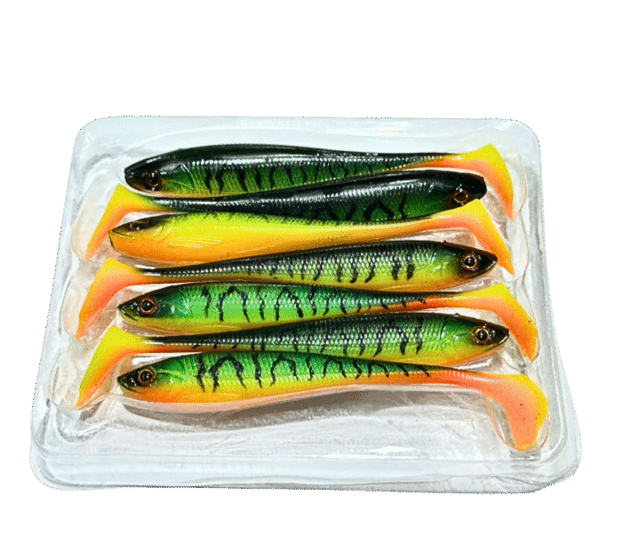 Mồi mềm IKA  Cá sọc tông màu xanh – vàng – cam neon rực rỡ, không kèm lưỡi câu. - Ảnh 4