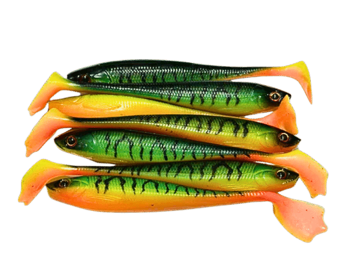 Mồi mềm IKA  Cá sọc tông màu xanh – vàng – cam neon rực rỡ, không kèm lưỡi câu. - Ảnh 2