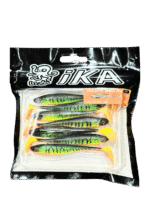 Mồi mềm IKA  Cá sọc tông màu xanh – vàng – cam neon rực rỡ, không kèm lưỡi câu.